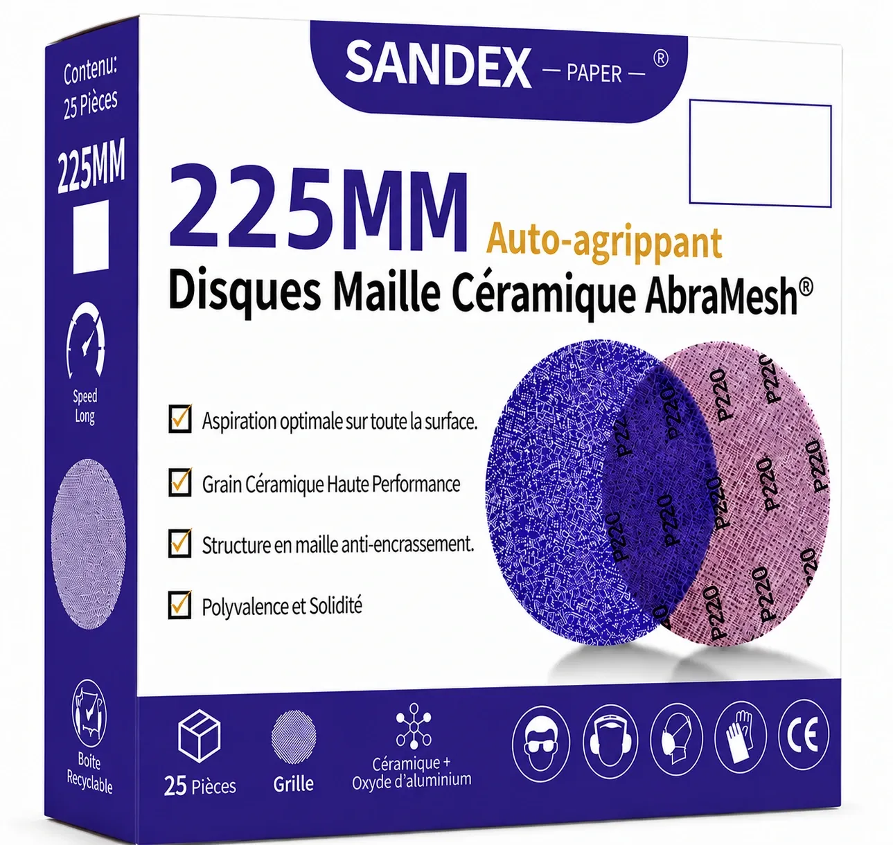 [225ABRAP150X25] Disques Céramique AbraMesh - Toilés - 225mm (P150, Boite de 25)