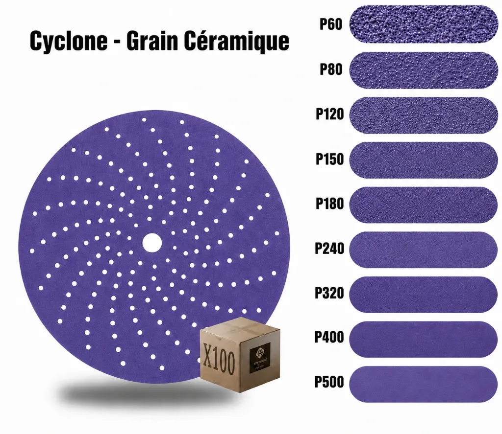 Disques Céramique - Trous Cyclone 150mm - Boite de 100