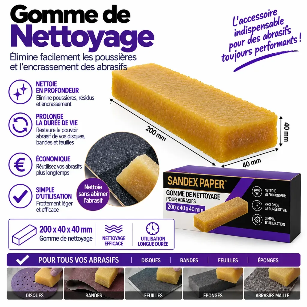 Gomme de nettoyage pour Abrasifs 200 x 40 x 40mm
