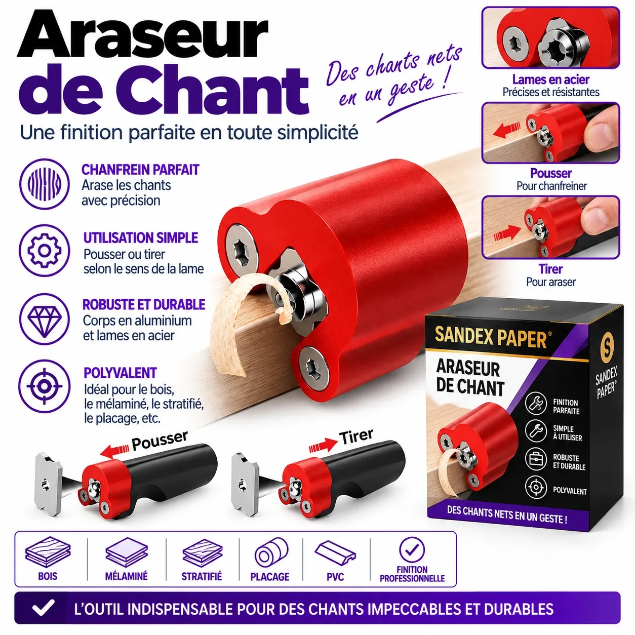 Araseur de chants - Couteau d'ébavurage